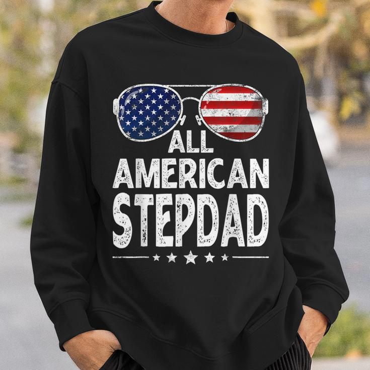 Mens Retro Fathers Day Family All American Stepdad 4Th Of July Sweatshirt Gifts for Him