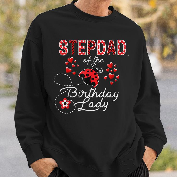 Mens Stepdad Of The Birthday Lady Ladybug Birthday Hearts Sweatshirt Gifts for Him
