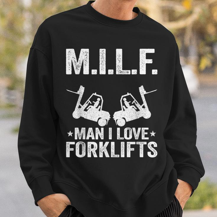 MILF Man I Love Forklifts Jokes Funny Forklift Driver Sweatshirt Gifts for Him