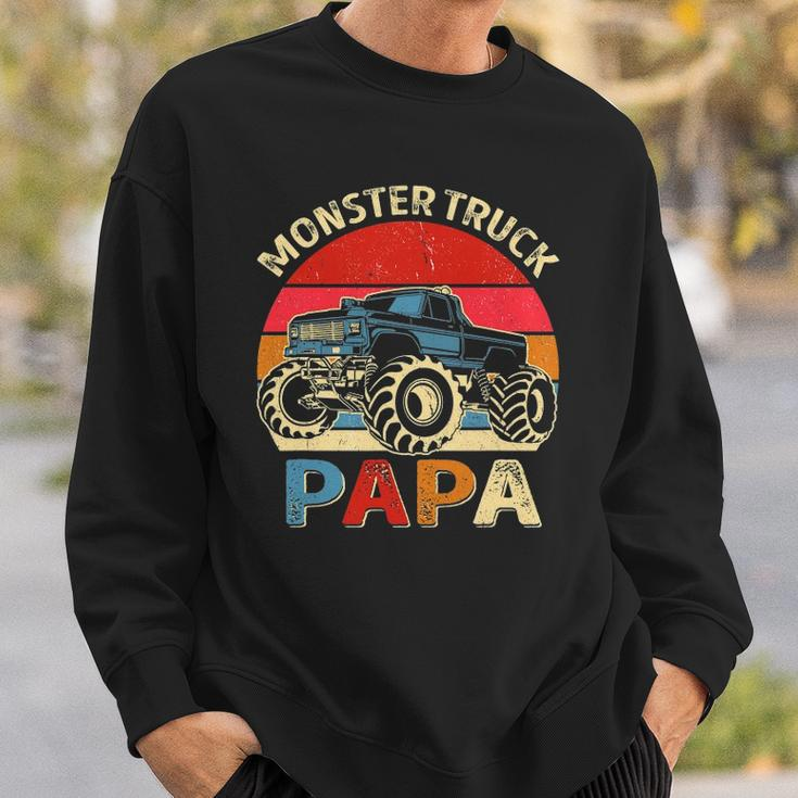 Monster Truck Papa Matching Family Birthday Party Sweatshirt Gifts for Him