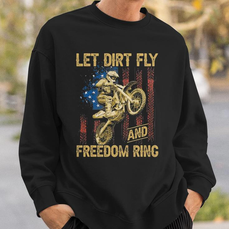Motorcycle Let Dirt Fly And Freedom Ring Independence Day Sweatshirt Gifts for Him