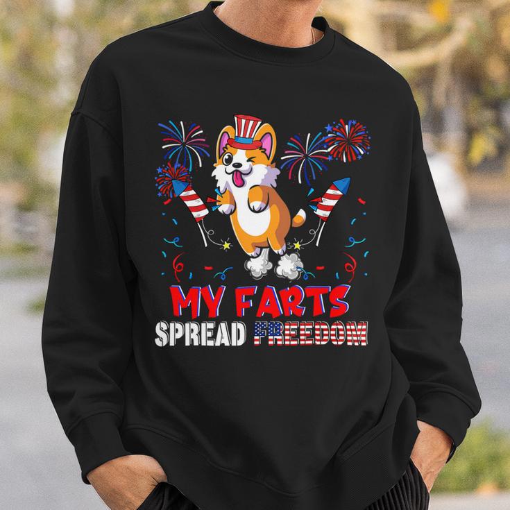 My Farts Spread Freedom Funny American Flag Corgi Fireworks V3 Sweatshirt Gifts for Him