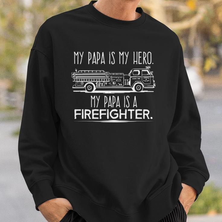 My Papa Is My Hero Firefighter For Grandchild Kids Sweatshirt Gifts for Him