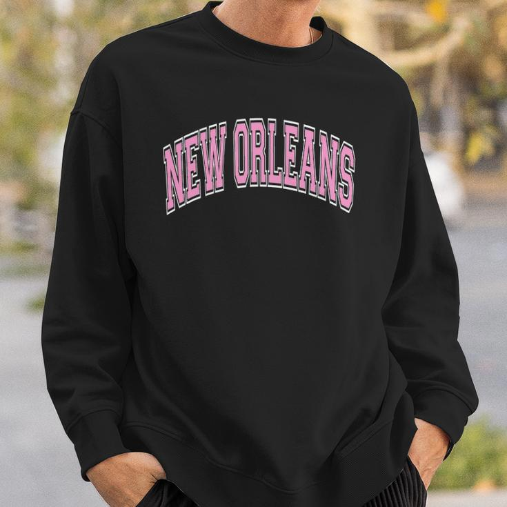 New Orleans Louisiana Varsity Style Pink Text Sweatshirt Gifts for Him