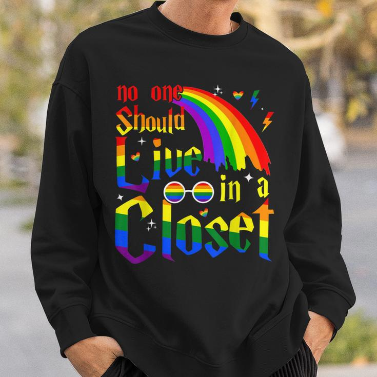 No One Should Live In A Closet Lgbt-Q Gay Pride Proud Ally Sweatshirt Gifts for Him