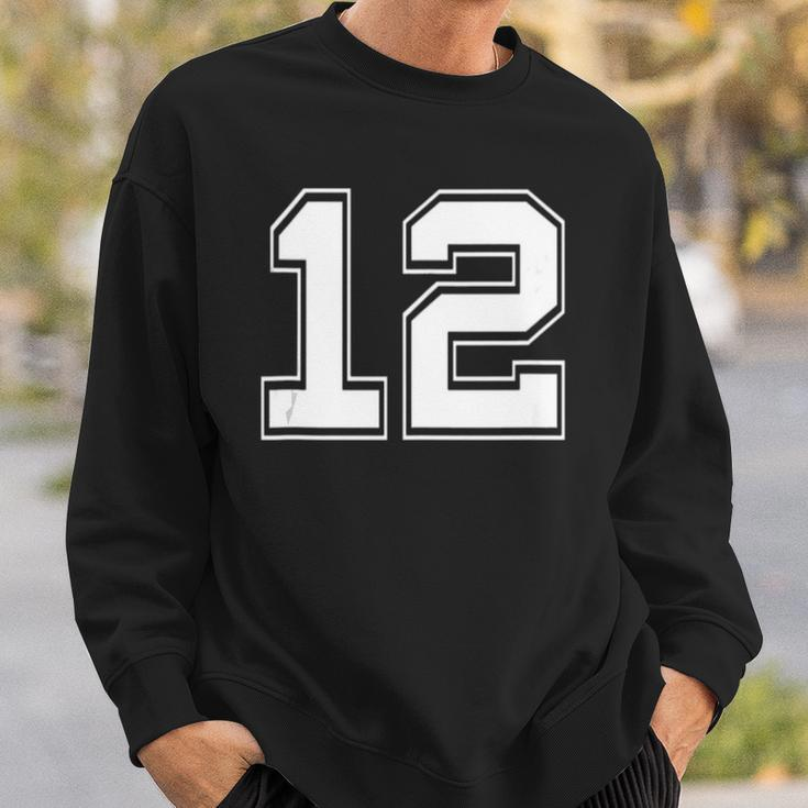 Number 12 Baseball Football Soccer Fathers Day Gift Sweatshirt Gifts for Him