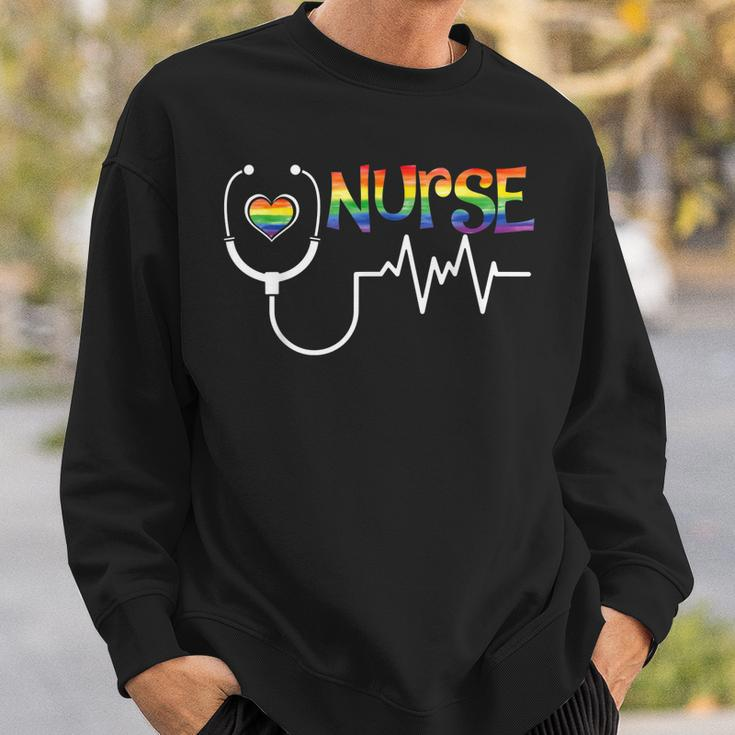 Nurse Rainbow Flag Lgbt Lgbtq Gay Lesbian Bi Pride Ally Sweatshirt Gifts for Him