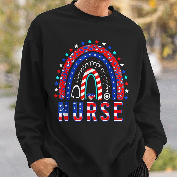 Nurse Stethoscope Rainbow Memorial Day 4Th Of July Nursing Sweatshirt Gifts for Him