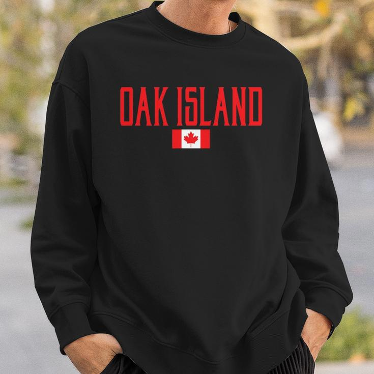 Oak Island Canada Flag Vintage Red Text Sweatshirt Gifts for Him