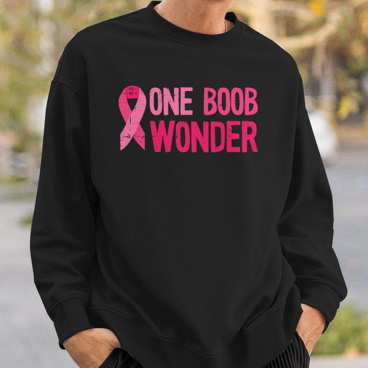 One Boob Wonder - Pink Ribbon Survivor Breast Cancer Sweatshirt Gifts for Him