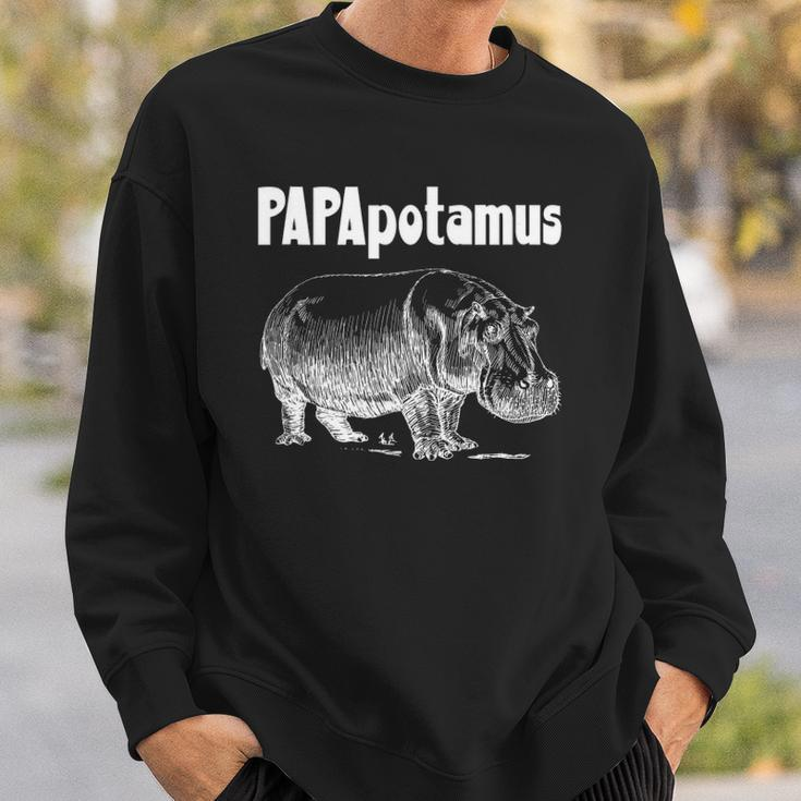 Papapotamus Father Hippo Dad Fathers Day Papa Hippopotamus Sweatshirt Gifts for Him