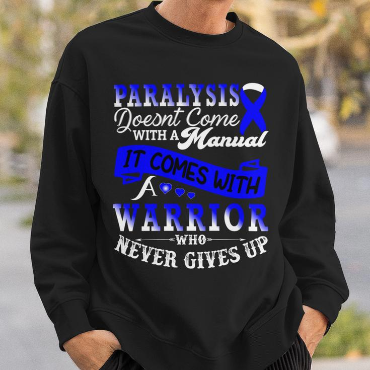 Paralysis Doesnt Come With A Manual It Comes With A Warrior Who Never Gives Up Blue Ribbon Paralysis Paralysis Awareness Sweatshirt Gifts for Him