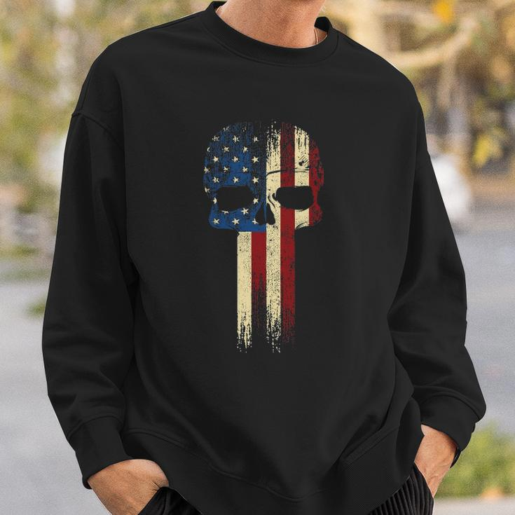 Patriotic Skull Usa Military American Flag Proud Veteran Sweatshirt Gifts for Him
