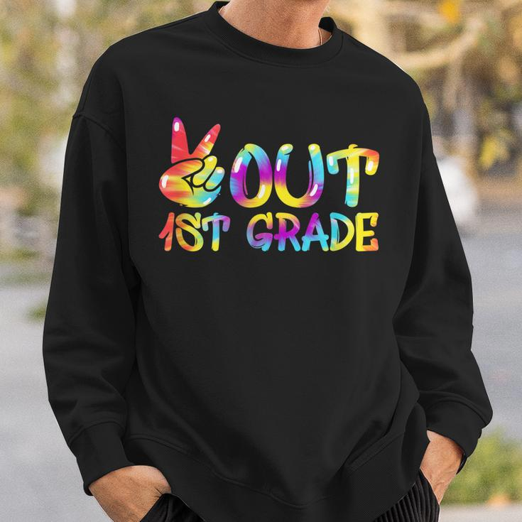 Peace Out 1St Grade Tie Dye Graduation Last Day School Funny Sweatshirt Gifts for Him