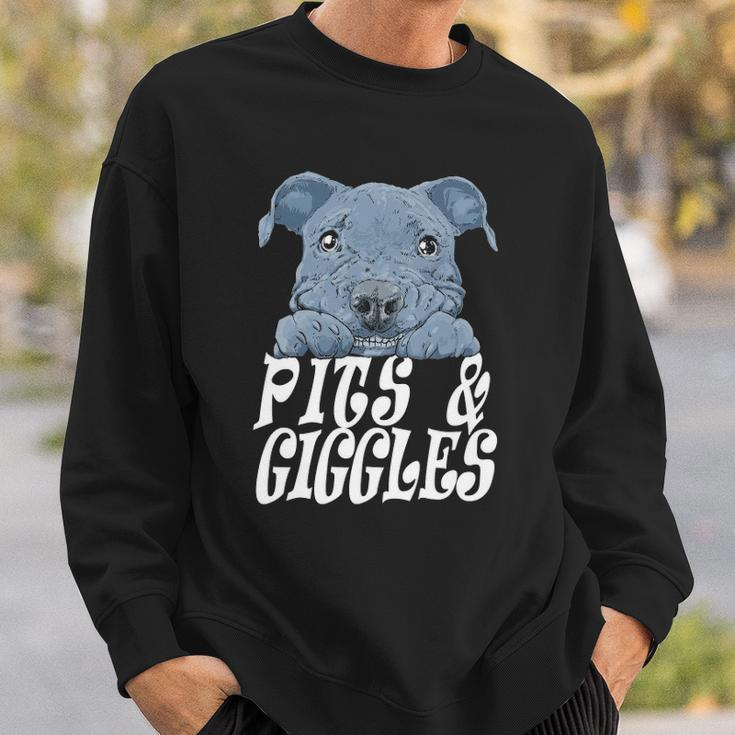 Pitbull Pibble Mom Dad Pits And Giggles Gift Sweatshirt Gifts for Him