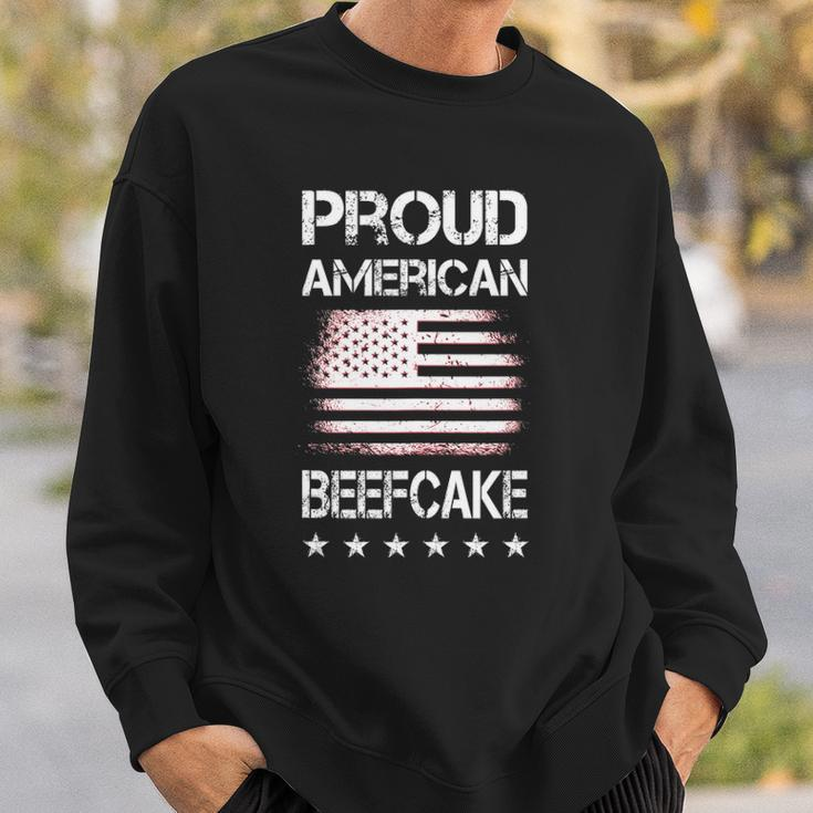 Proud American Beefcake Fourth Of July Patriotic Flag Sweatshirt Gifts for Him