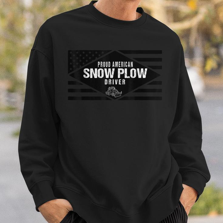 Proud American Snow Plow Driver - Patriotic Us Flag Sweatshirt Gifts for Him