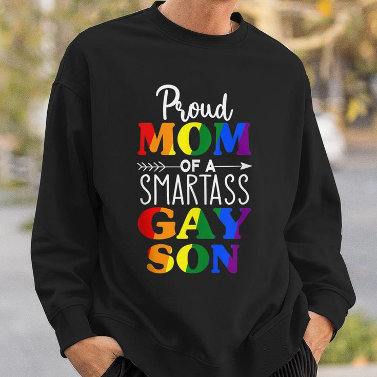 Proud Mom Of A Smartass Gay Son Funny Lgbt Ally Mothers Day Sweatshirt Gifts for Him