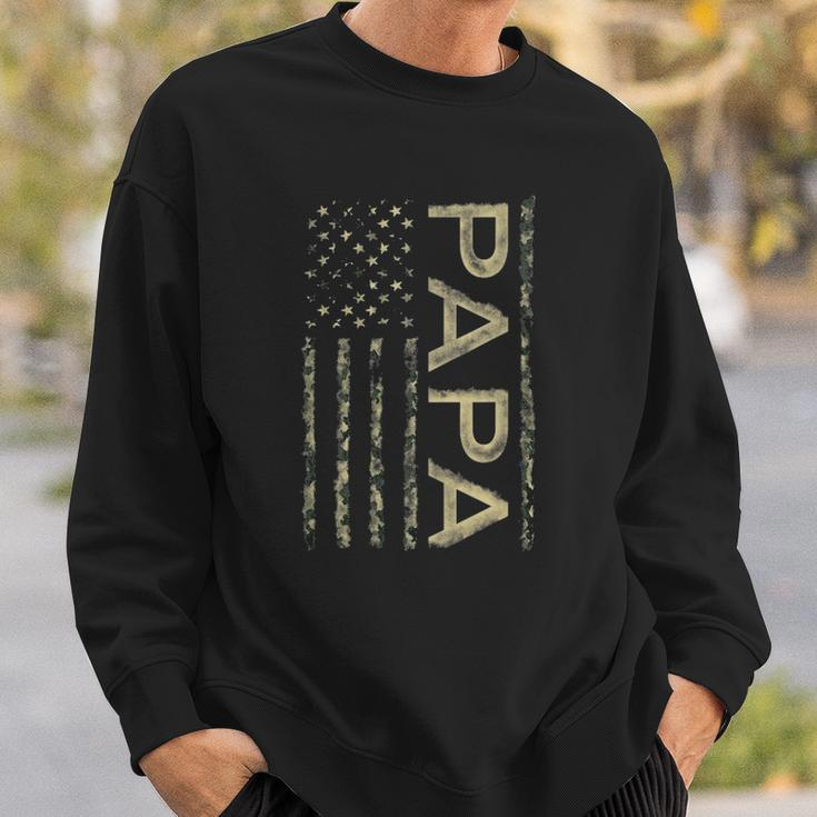Proud Papa Fathers Day Camouflage American Flag 4Th Of July Sweatshirt Gifts for Him
