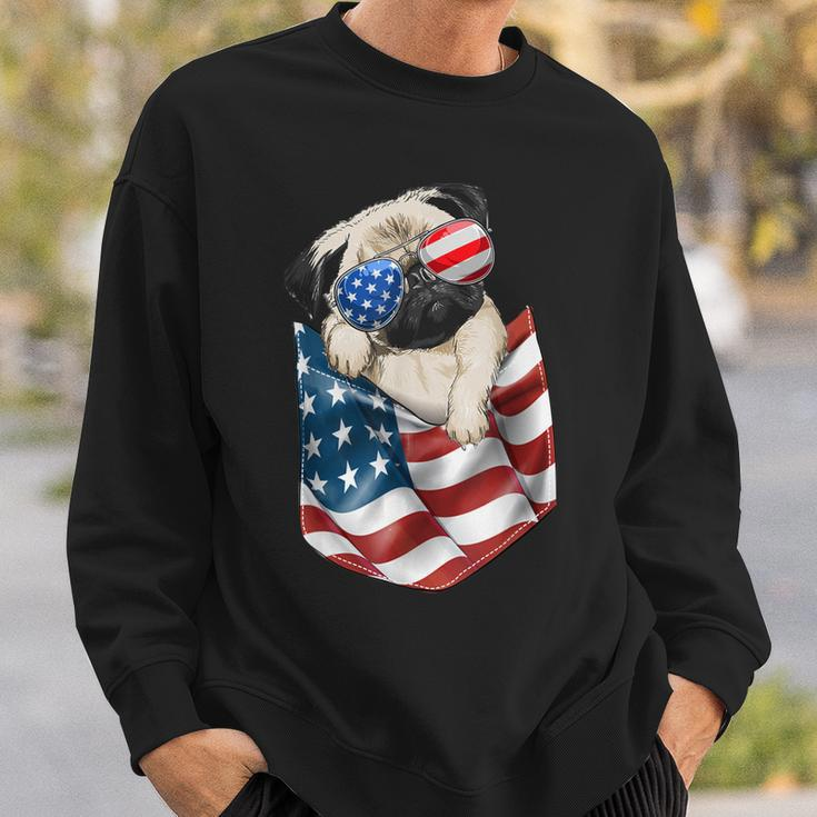 Pug In Pocket Dog 4Th July Men Women Kids Usa Flag Sweatshirt Gifts for Him