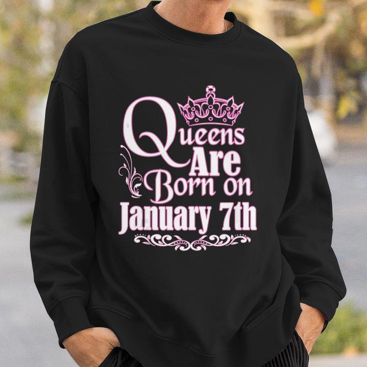 Queens Are Born On January 7Th Capricorn Aquarius Birthday Sweatshirt Gifts for Him