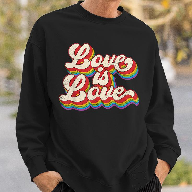 Rainbow Vintage Love Is Love Lgbt Gay Lesbian Pride Sweatshirt Gifts for Him