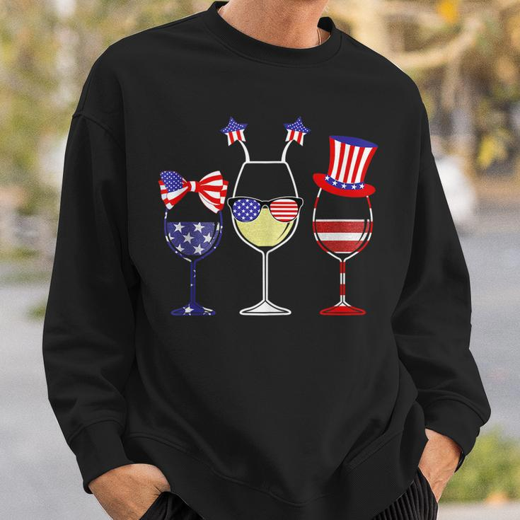 Red Wine And Blue 4Th Of July Red White Blue Wine Glasses Sweatshirt Gifts for Him