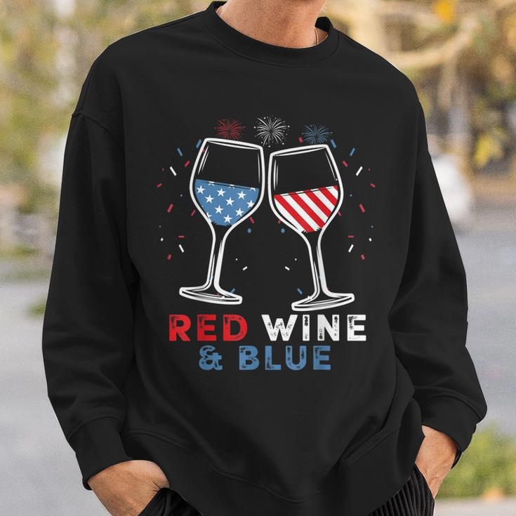 Red Wine And Blue Funny 4Th Of July Wine Lover Patriotic Sweatshirt Gifts for Him
