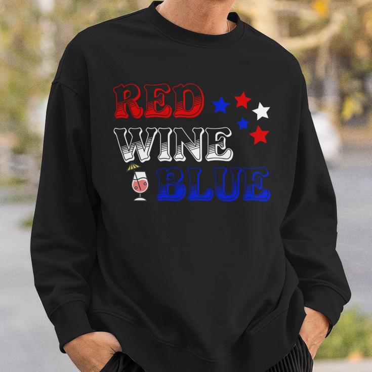 Red Wine Blue 4Th Of July Wine Red White Blue Wine Glasses V3 Sweatshirt Gifts for Him