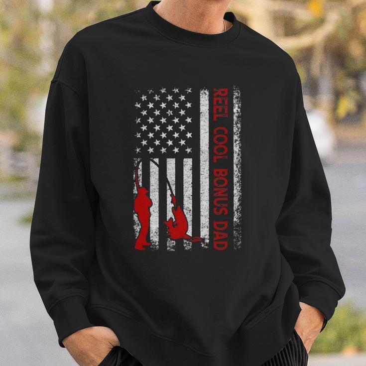 Reel Cool Bonus Dad American Flag Fishing Fathers Day Sweatshirt Gifts for Him
