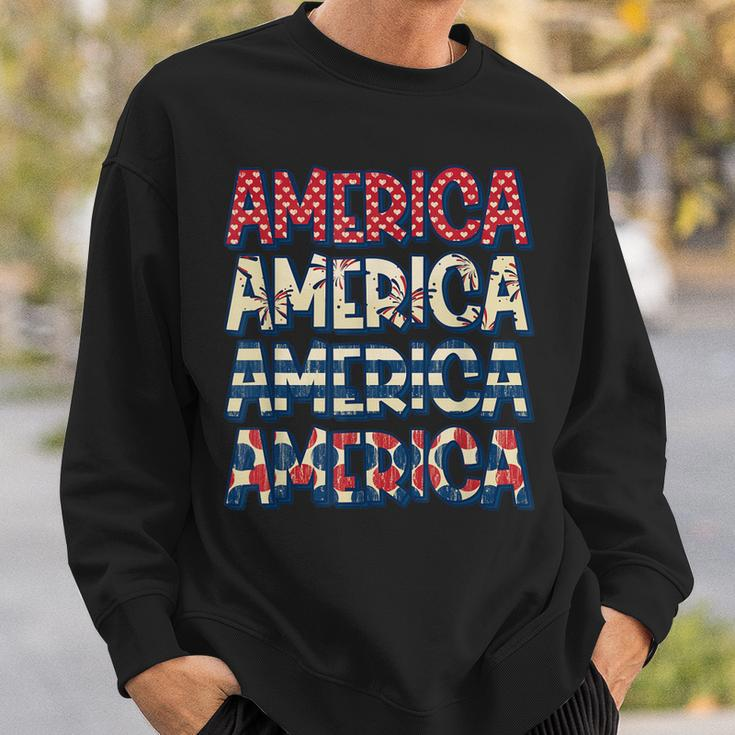 Retro Vintage America Red Blue And White 4Th July Patriotic Sweatshirt Gifts for Him