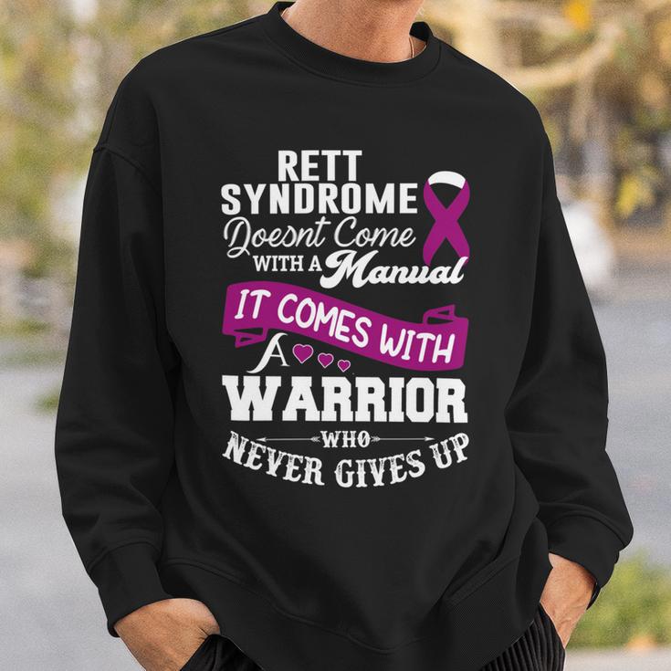 Rett Syndrome Doesnt Come With A Manual It Comes With A Warrior Who Never Gives Up Purple Ribbon Rett Syndrome Rett Syndrome Awareness Sweatshirt Gifts for Him