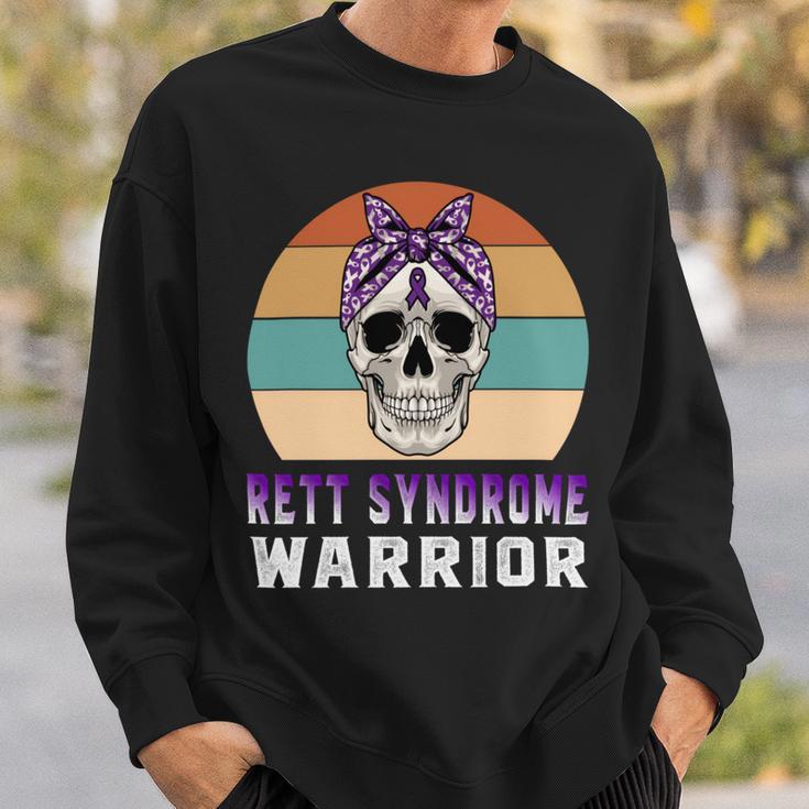 Rett Syndrome Warrior Skull Women Vintage Purple Ribbon Rett Syndrome Rett Syndrome Awareness V2 Sweatshirt Gifts for Him