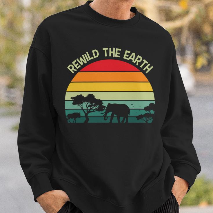 Rewild The Earth Animal Forest Earth Day Sweatshirt Gifts for Him