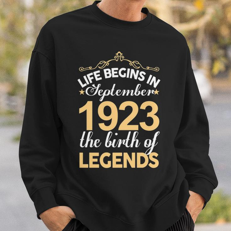 September 1923 Birthday Life Begins In September 1923 V2 Sweatshirt Gifts for Him