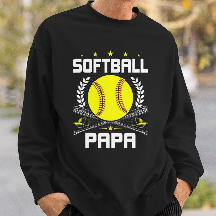 Softball Papa Baseball Lover Dad Sweatshirt Gifts for Him