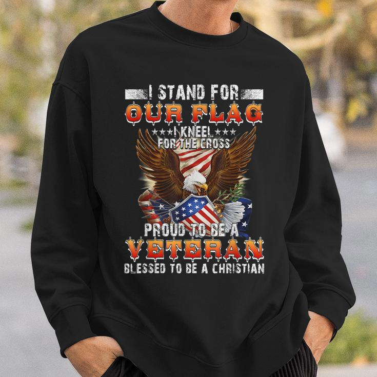 Stand For Our Flag I Kneel For The Cross Proud American Gift Sweatshirt Gifts for Him