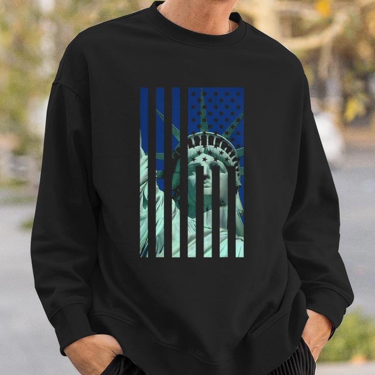 Statue Liberty American Flag  Proud American Sweatshirt Gifts for Him