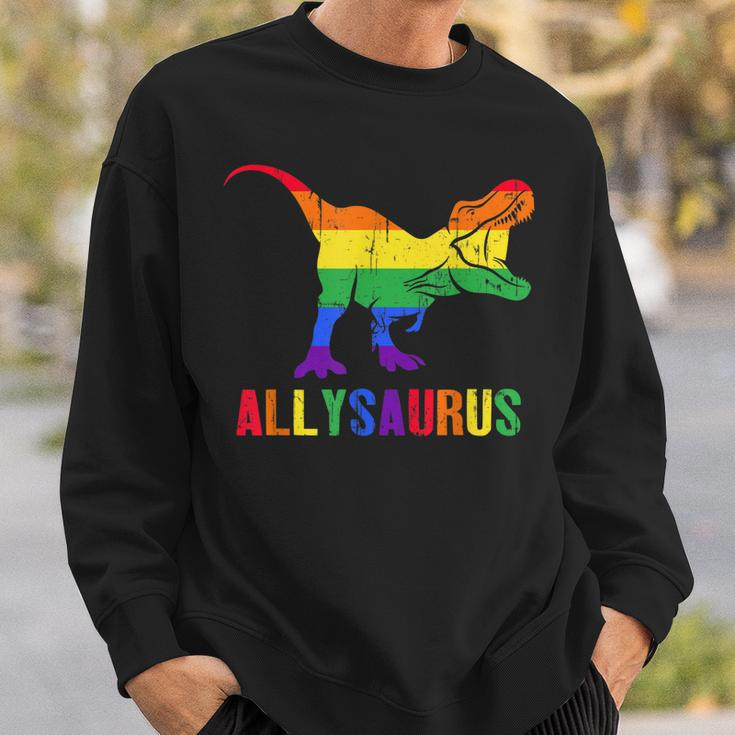 T Rex Dinosaur Lgbt Gay Pride Flag Allysaurus Ally Sweatshirt Gifts for Him