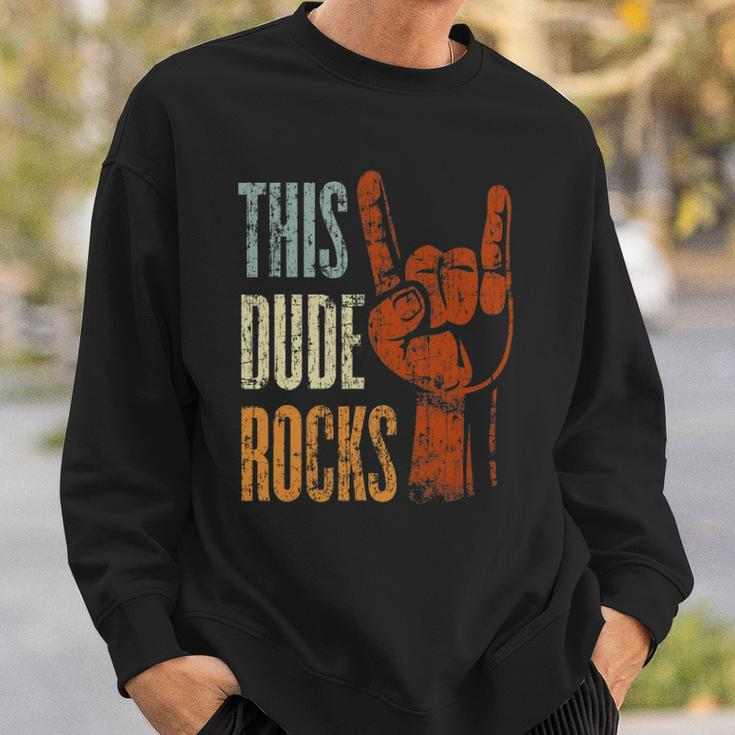 This Dude Rocks Rock N Roll Heavy Metal Devil Horns Sweatshirt Gifts for Him