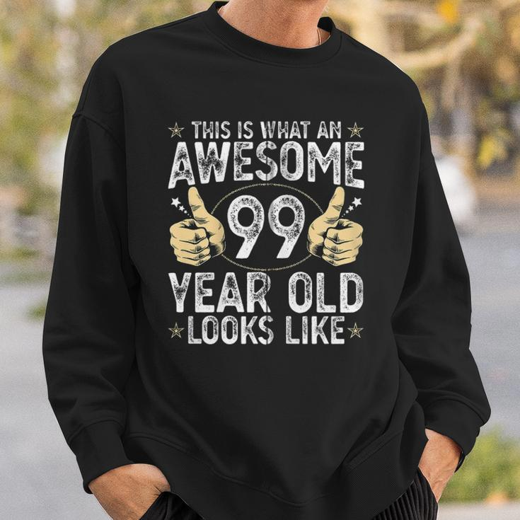 This Is What An Awesome 99 Years Old Looks Like 99Th Birthday Zip Sweatshirt Gifts for Him