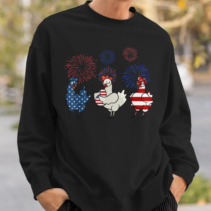 Usa Flag Chicken Fireworks Patriotic 4Th Of July Sweatshirt Gifts for Him