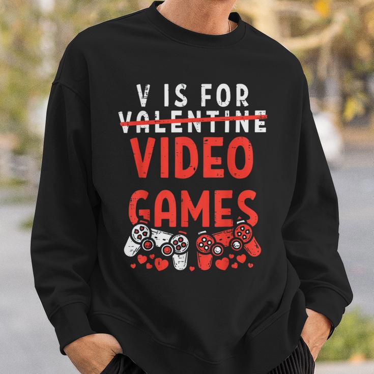 V Is For Video Games Funny Valentines Day Gamer Boy 583 Trending Shirt Sweatshirt Gifts for Him