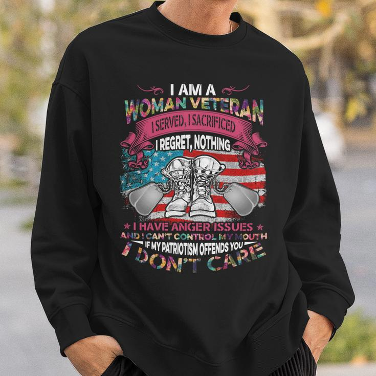 Veteran Veterans Day I Am A Women Veteran I Served I Sacrificed I Regret Nothing Navy Soldier Army Military Sweatshirt Gifts for Him