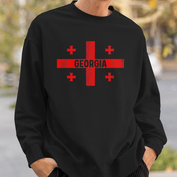 Vintage Georgian Flag Retro Georgia Men Women Souvenir Gift Sweatshirt Gifts for Him