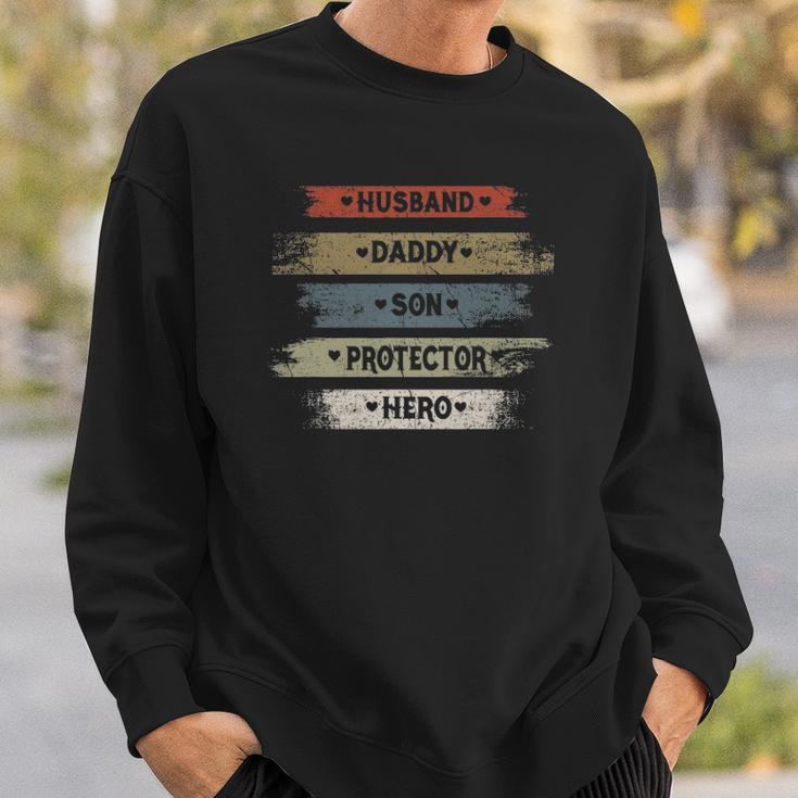 Vintage Husband Daddy Son Protector Hero Fathers Day Gift Sweatshirt Gifts for Him