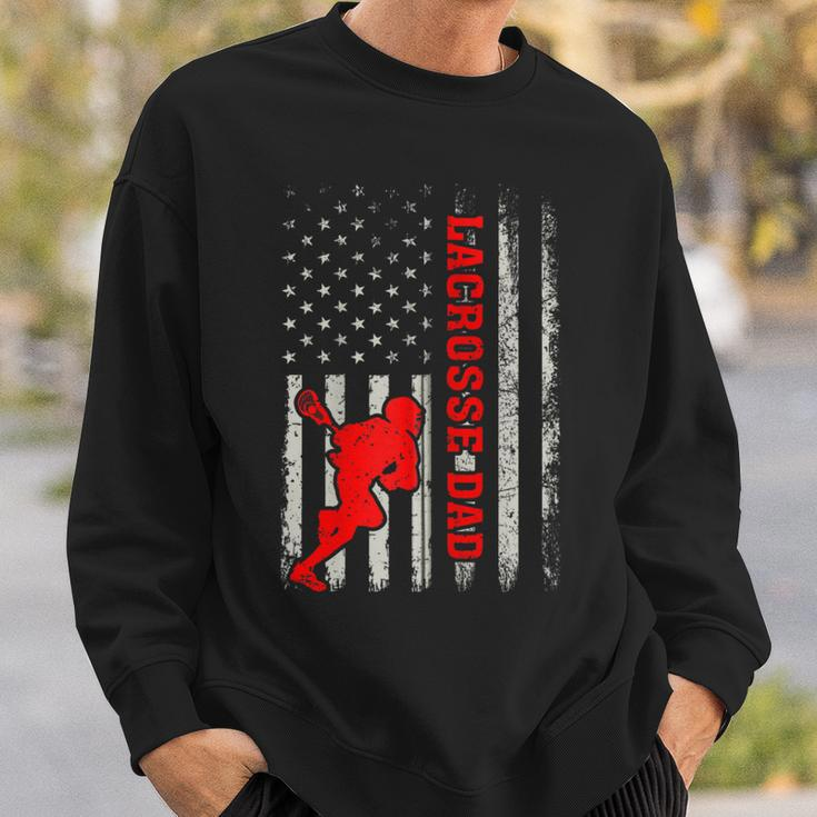 Vintage Lacrosse Dad American Flag Lacrosse 4Th Of July Zip Sweatshirt Gifts for Him