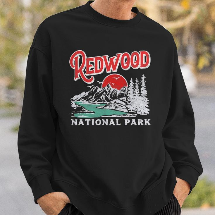 Vintage Redwood National Park Distressed 80S Mountains Sweatshirt Gifts for Him