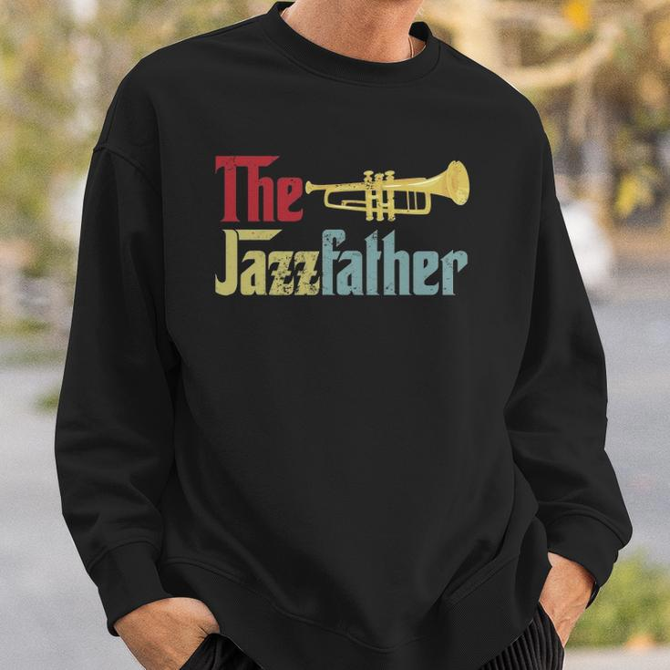 Vintage The Jazzfather Happy Fathers Day Trumpet Player Sweatshirt Gifts for Him