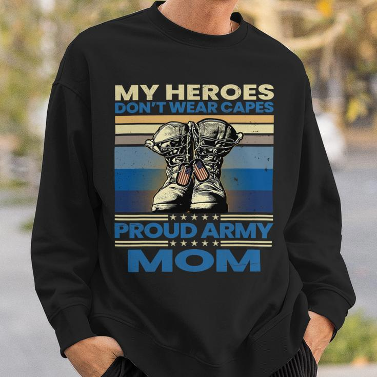 Vintage Veteran Mom My Heroes Dont Wear Capes Army Boots T-Shirt Sweatshirt Gifts for Him
